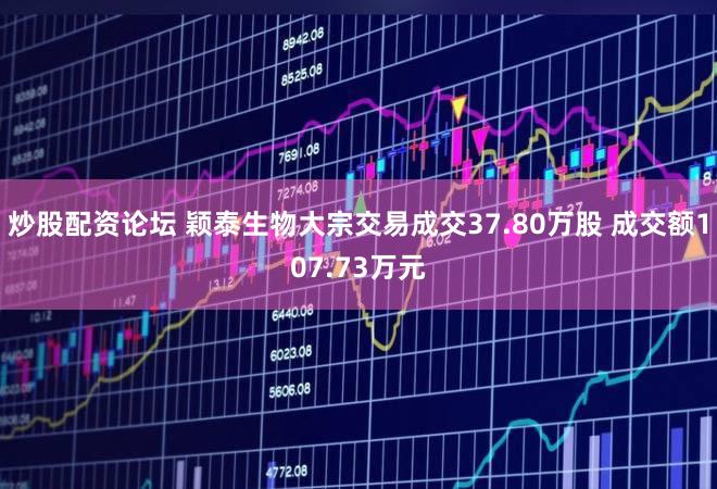 炒股配资论坛 颖泰生物大宗交易成交37.80万股 成交额107.73万元